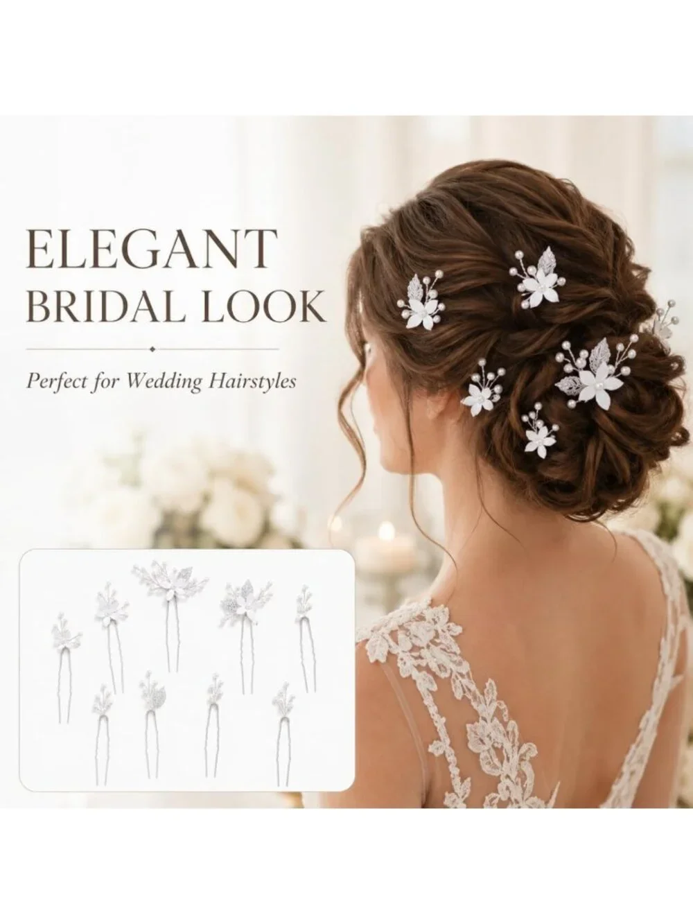 Handmade Pearl Wedding Hair Pins Set - White Flower Bridal Accessories for Women